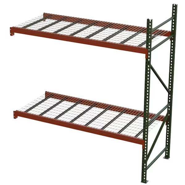 Pallet Rack Add-On Unit, Teardrop, Roll Formed Style, 12 ft H, 99 in W, 36 in D, Green/Orange