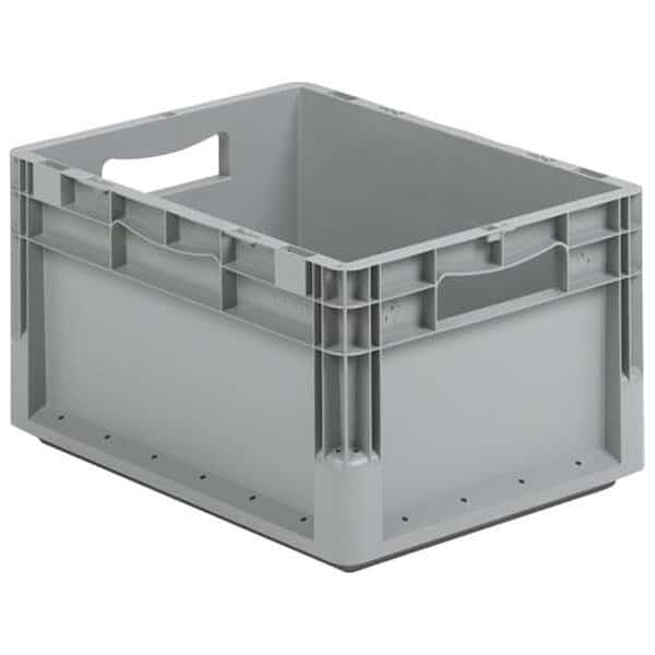 Straight Wall Storage Container, 11.5 gal, 24 in L, 16 in W, 9 in H, Gray, Polypropylene