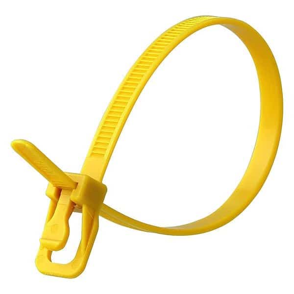 Cable Tie, 14 in L, 4.33 in Max Bundle Dia., Yellow, Nylon 6/6, 50 lb Strength, 20 PK