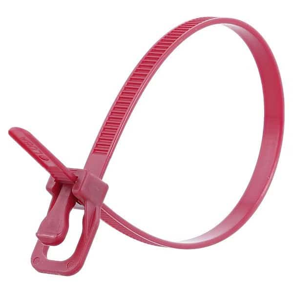 Cable Tie, 12 in L, 3.34 in Max Bundle Dia., Maroon, Nylon 6/6, 50 lb Strength, 100 PK