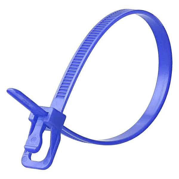 Cable Tie, 6 in L, 1.40 in Max Bundle Dia., Blue, Nylon 6/6, 50 lb Strength, 100 PK