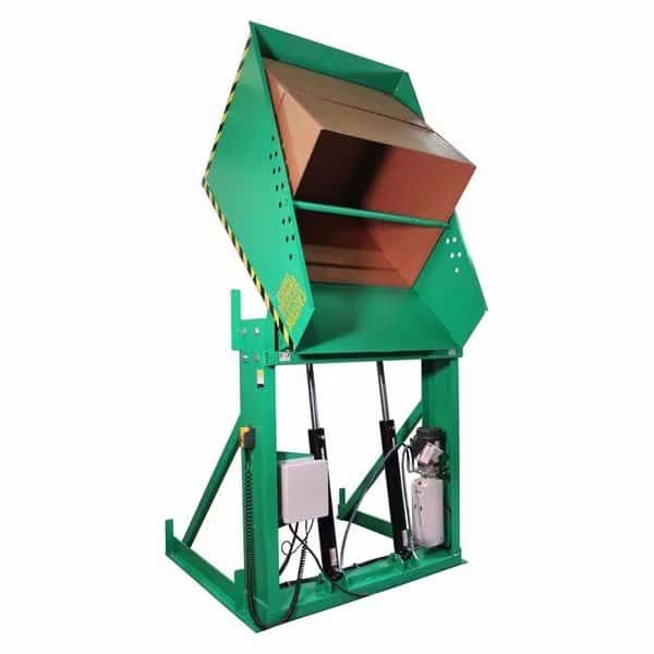 Box Dumper, 36x36"Chute, 36"Dump ht, 4000lb