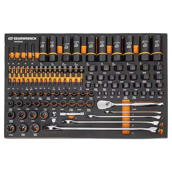 97 Piece 1/4 in, 3/8 in, 1/2 in Drive Bolt Biter Mechanics Tool Set in Foam Storage Tray
