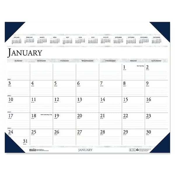 24 x 19" Executive Monthly Desk Pad Calendar, Blue, House Of Doolittle, Mfr#: HOD180HD