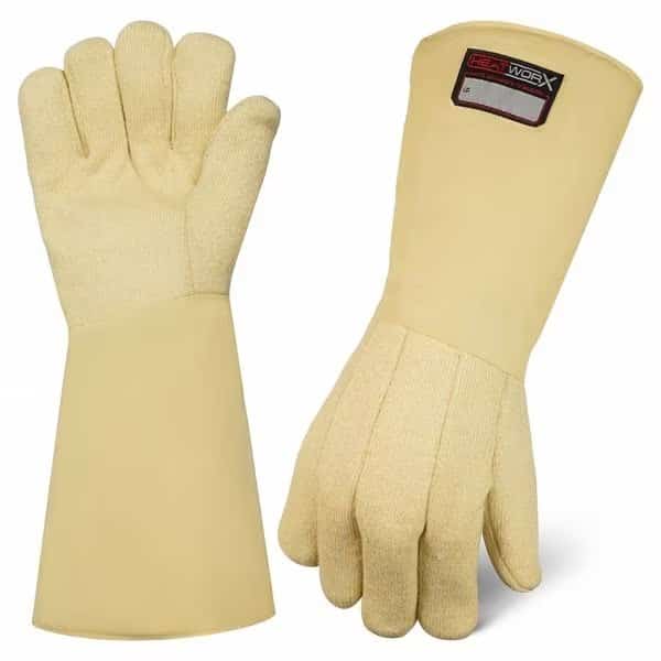 HEATWORX(R) Heat Resistant Glove, 608 Degrees F Max Temp., Safety Cuff Beige, 1 PR