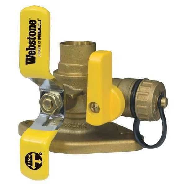 1" Flanged 3-Way Brass Rotating Ball Valve w/Drain