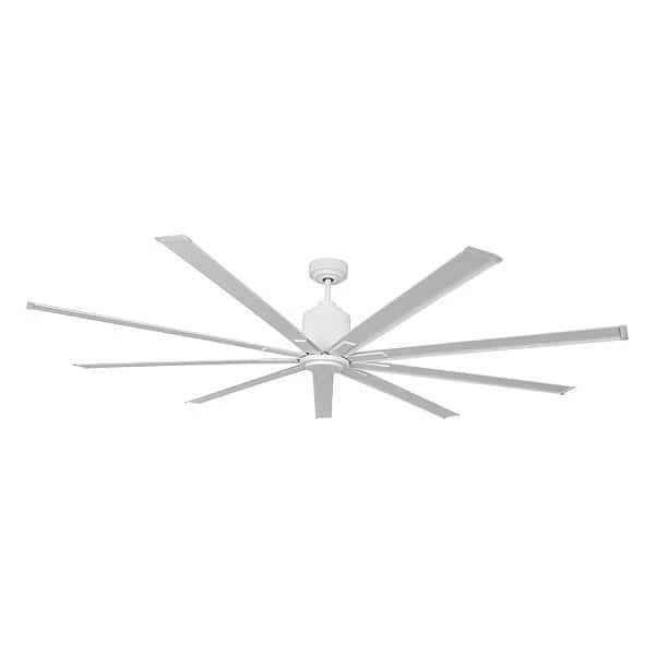 Ceiling Fan, 8 ft Blade Dia, 9 Blades, 6 Speeds, 120V AC, White