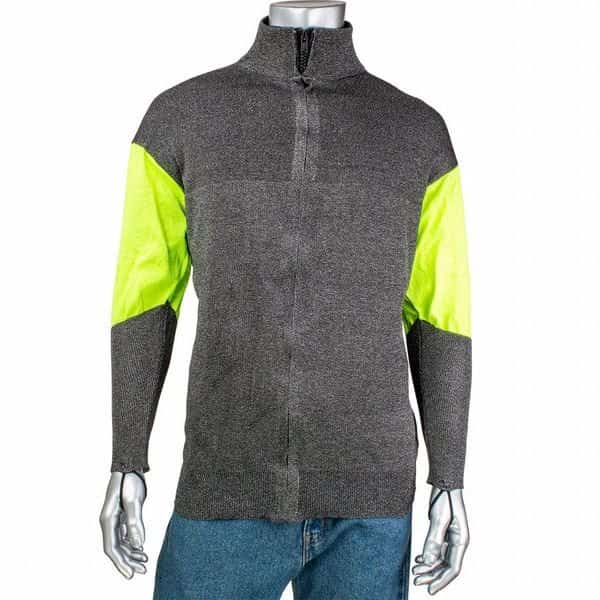 Cut and Abrasion Resistant Jacket, Hi-Vis Sleeves, 3 in Collar, Thumb Loops, M