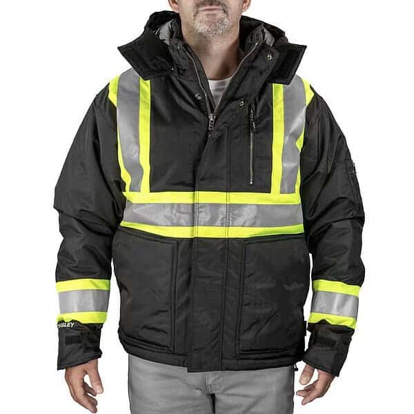 Rain Jacket, Nylon, Class 1 O, Black/Yellow, L
