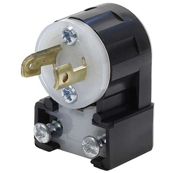 Midget Locking Plug, ML1-15P, 15 A, 125V AC, Single Phase, 2 Pole, Screw Terminals, Black, White