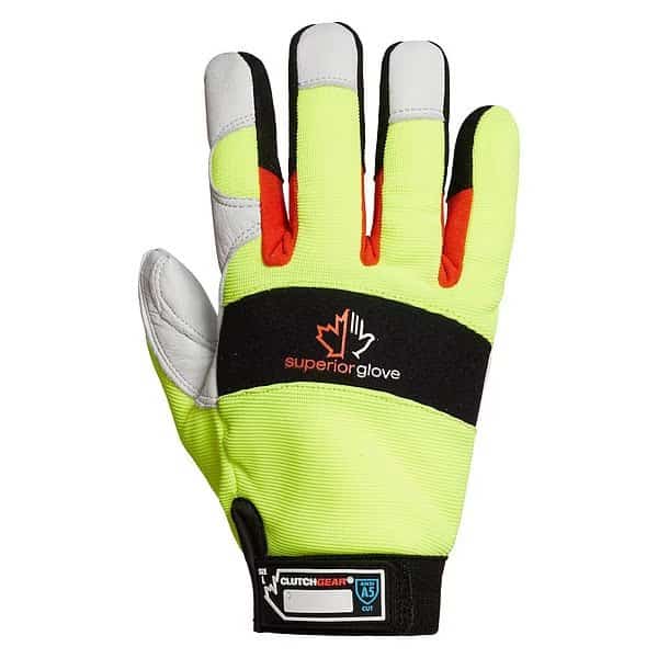 Leather Gloves, Goatskin, Shirred Slip-On Cuff, Wing Thumb, Green/White, 2XL, 1 PR