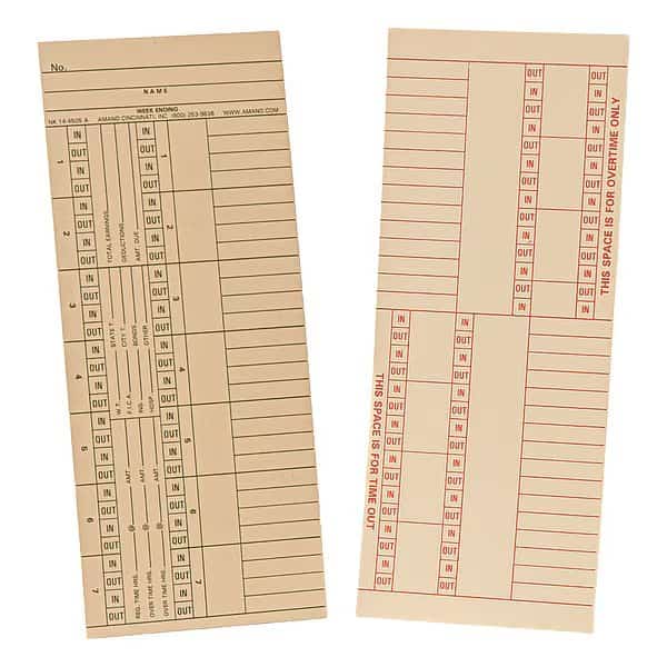 Payroll Time Card, Double Sided, PK1000