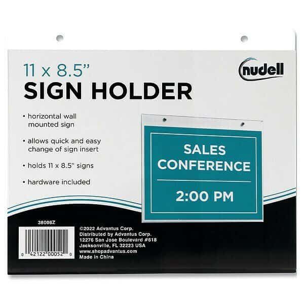 Clear Plastic Horizontal-Orientation Wall Sign Holder with Mounting Screws, 11 x 8.5 Insert
