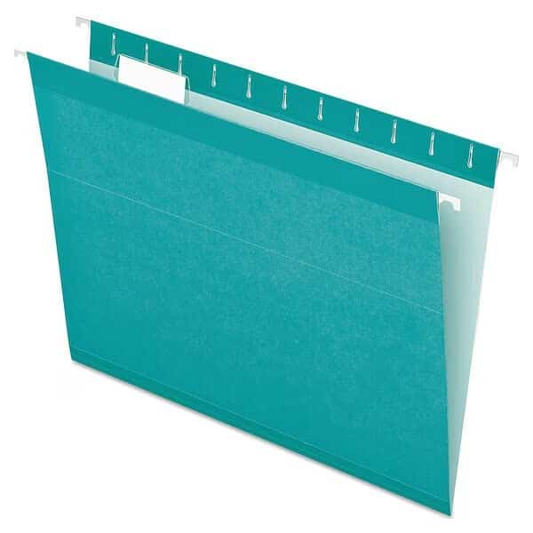 Hanging File Folders, Aqua, PK25