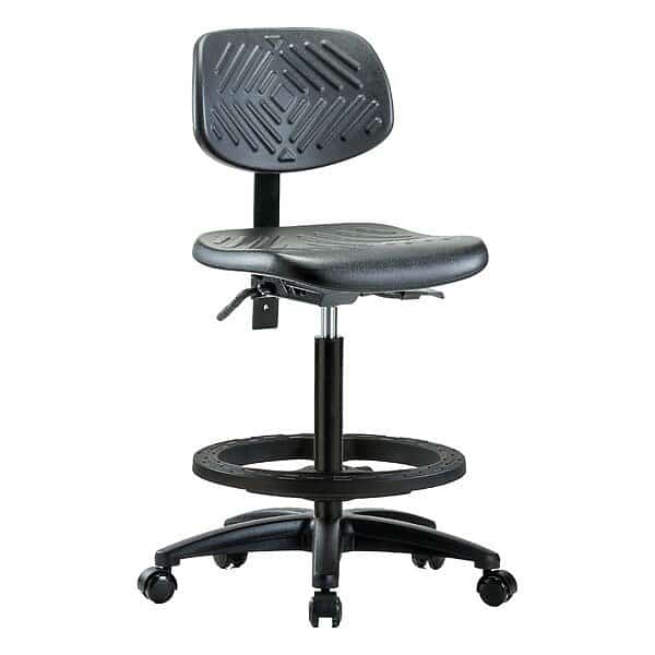 High Bench Chair Ergonomic Chair, No Arms, 23-1/4" to 33-1/4" Height, Polyurethane, Black