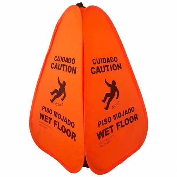 Wet Floor Sign, 20 in Height, 12 in Width, Nylon, English and Spanish