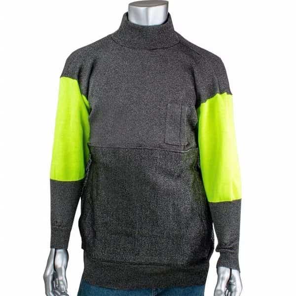 Cut and Abrasion Resistant Pullover, Hi-Vis Sleeves, Removable Belly Patch, XL