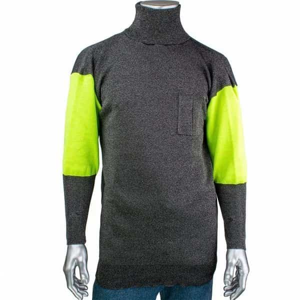 Cut and Abrasion Resistant Pullover, Hi-Vis Sleeves, 4 in Collar, Elastic Thumb, 2XL
