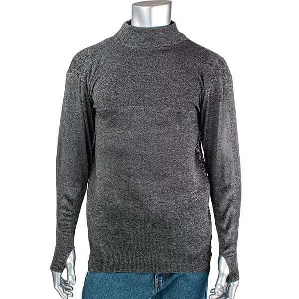 Cut and Abrasion Resistant Pullover, Mesh Back, 2.5 in Collar, Thumb Holes, S