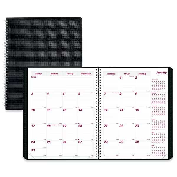 DuraFlex 14-Month Planner, 11 x 8.5, Black Cover, 14-Month: Dec 2024 to Jan 2026