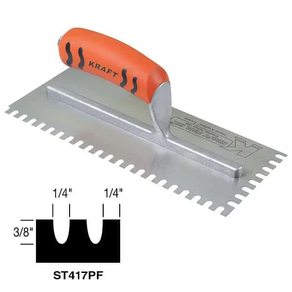 Trowel, U-Notch, 11in. L x 4-1/2in. W, SUPERIOR TILE CUTTER AND TOOLS, Mfr# ST417PF