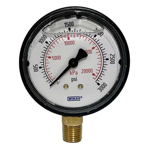 Commercial Pressure Gauge, 0 to 3,000 psi, 2 1/2 in Dial, 1/4 in NPT, Bottom Location