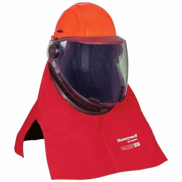 Arc Flash Hood, 2 PPE CAT, 20 cal/sq cm, Polycarbonate Window, Red
