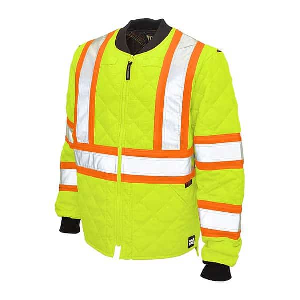Hi-Vis Quilted Safety Jacket, 100% Polyester, Class 3 Type R, Fluorescent Green, 3XL