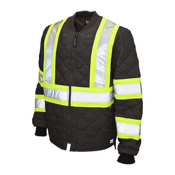 Hi-Vis Quilted Safety Jacket, 100% Polyester, Class 1 Type O, Black, 4XL
