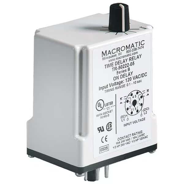 Time Delay Relay, 24VAC/DC, 10A, DPDT