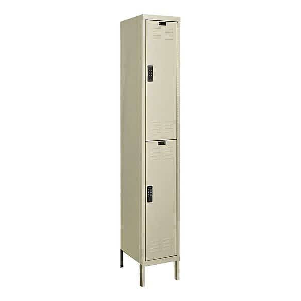 Wardrobe Locker, 12 in W, 18 in D, 78 in H, (1) Wide, (2) Tier, Tan