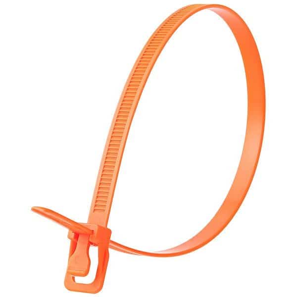 Cable Tie, 14 in L, 4.33 in Max Bundle Dia., Fluorescent Orange, Nylon 6/6, 120 lb Strength, 20 PK