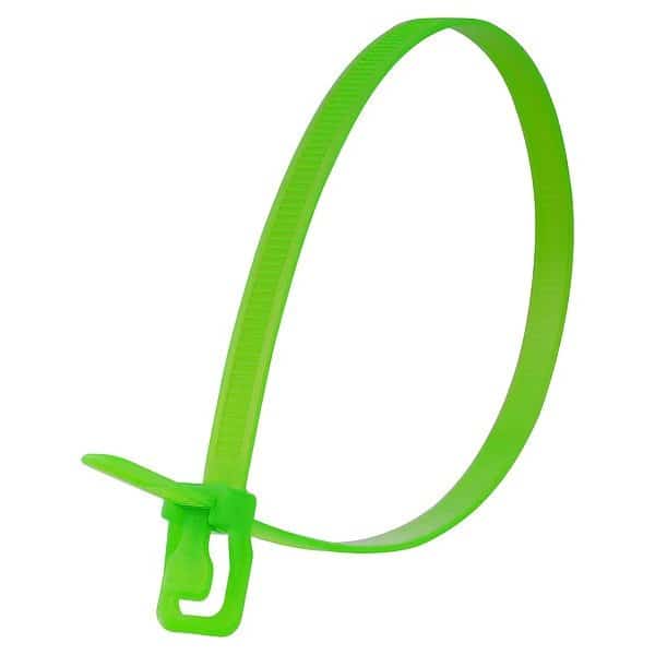 Releasable Tie, Fluor. Green, Nylon, PK100, RETYZ, Mfr# WKT-S18FG-TA