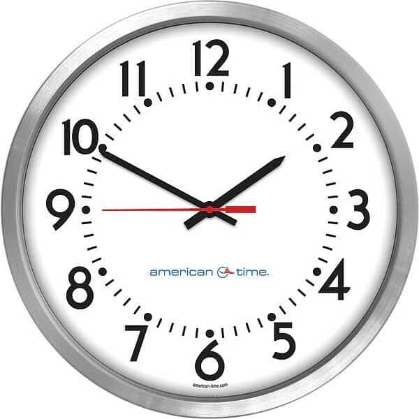 Clock, Aluminum Case, Analog, 16-1/4"W, 1.5V