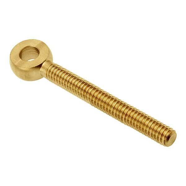 Fixed Rod End, Brass, Plain, 3/8"-16 Thrd Sz, 2 1/2 in Thrd Lg