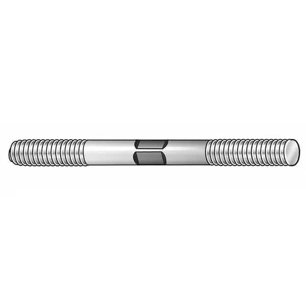 Double-End Threaded Stud, 7/8"-9 Thread to 7/8"-9 Thread, 8 in, Steel, Black Oxide, 2 PK