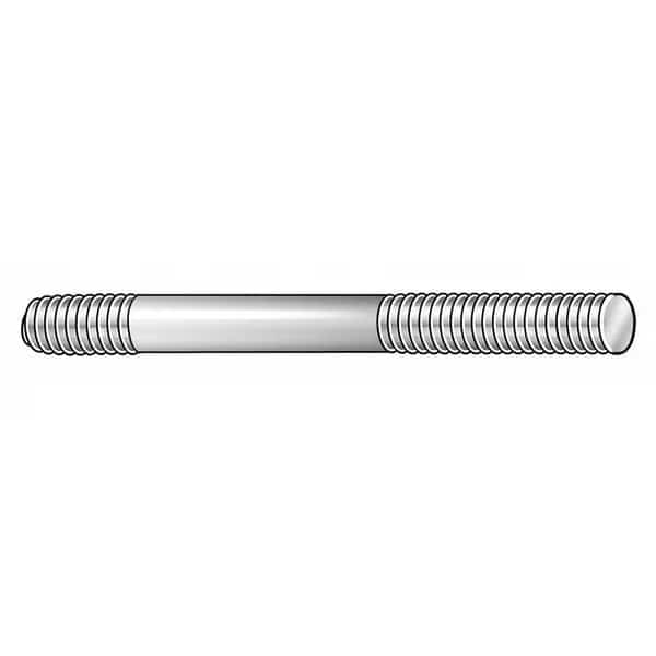 Double-End Threaded Stud, 5/8"-11 Thread to 5/8"-11 Thread, 2 in, Steel, Black Oxide, 2 PK