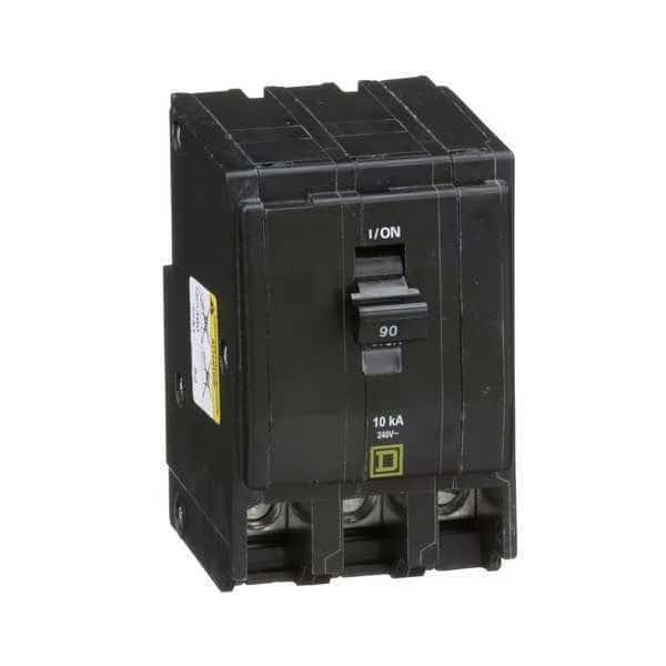 Miniature Circuit Breaker, 90 A, 120/240V AC, 3 Pole, Plug In Mounting Style, QO Series, SQUARE D, Mfr# QO390