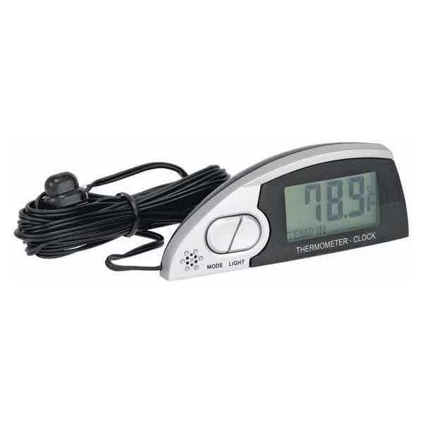 In/Out Thermometer/Clock,Lighted,Silver, Mfr#: 37035-8, BELL