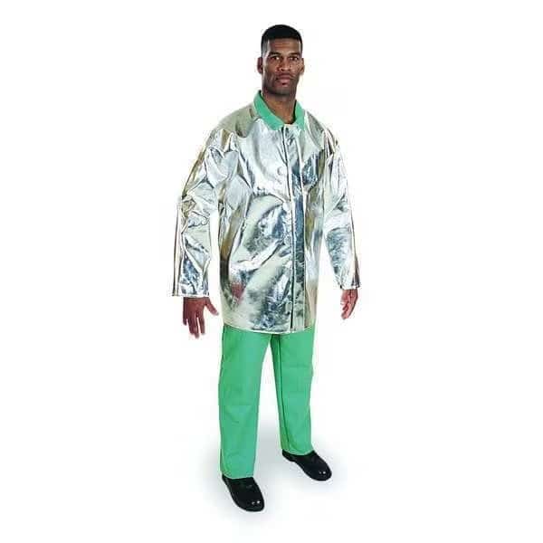Aluminized Jacket, 2XL, 15 oz PFR Rayon, Snaps Closure