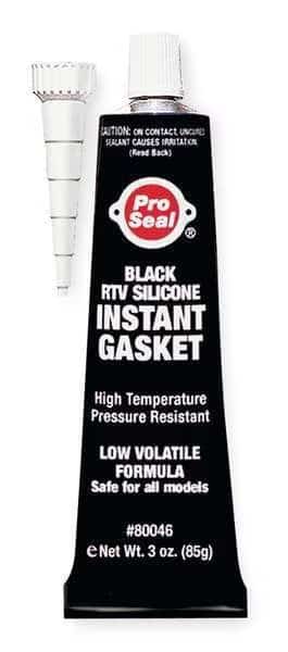 Oil-Resistant RTV Gasket Maker, 3 oz, Black, Temp Range -75 to 500 Degrees F