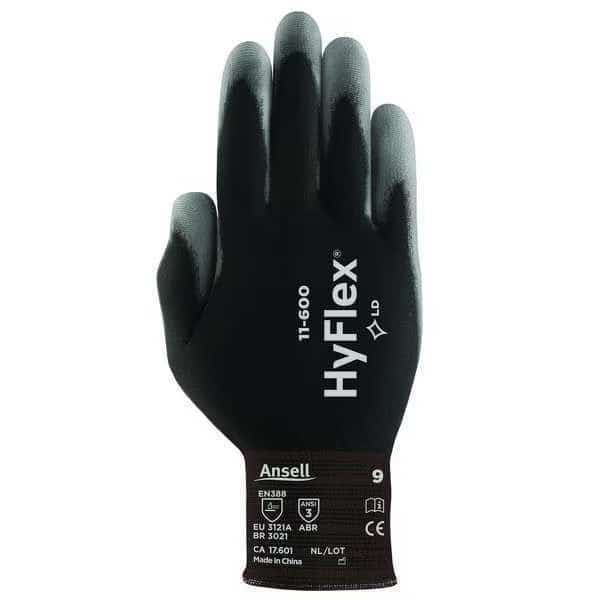 Hyflex Coated Gloves, Polyurethane Palm Coating, Smooth, 15 ga, Abrasion Level 3, 6, 1 Pair