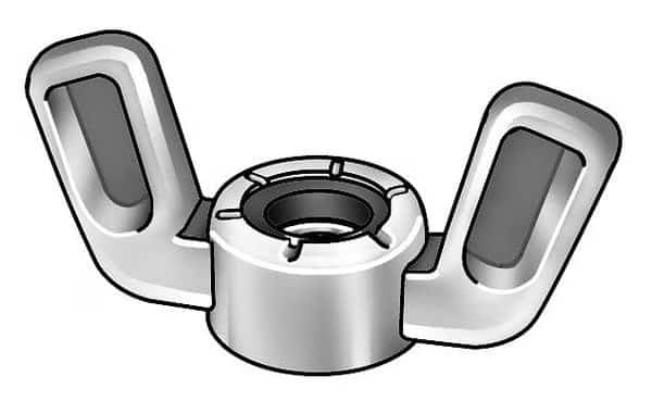 Wing Nut, #8-32, Zinc Alloy, Zinc Plated, 15/64 in Ht, 1-1/32 in Max Wing Span, 25 PK