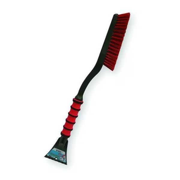 Snow Brush and Scraper, Foam Comfort Grip, 26 in Handle, Pivoting Head, 9 1/4 in Brush Head W