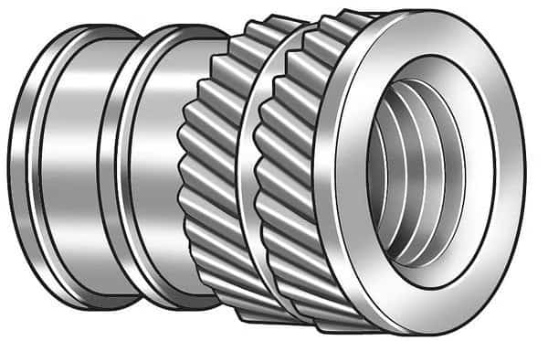 Ultrasonic Insert, #10-32, 3/8 in L, 0.277 in Insert Dia., 0.246 in Tapered End Dia., Brass, 50 PK