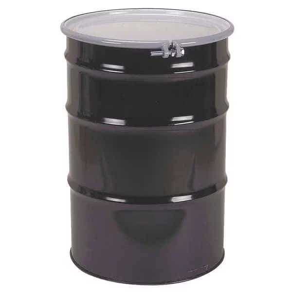 Open Head Transport Drum, Carbon Steel, 55 gal, Unlined, Black