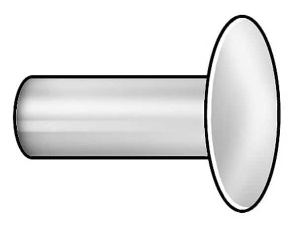 Semi-Tubular Rivet, Truss Head, 3/16 in Dia., 3/8 in L, Stainless Steel Body, 50 PK