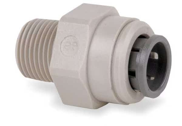 Push-Fit Adapter Fitting, 1/4 in Tube Size, Acetal, Gray, 10 PK