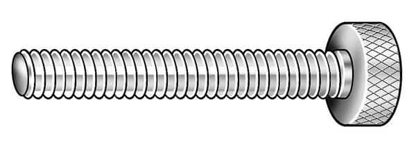 Thumb Screw, 3/8"-16 Thread Size, Round, Black Oxide Steel, 5/16 in Head Ht, 2 1/2 in Lg, 2 PK