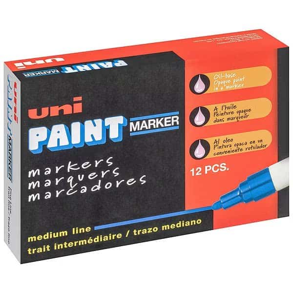 Permanent Marker, Medium Tip, Blue Color Family, Paint, 12 PK